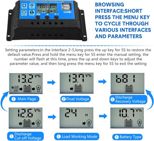 Flutesan 2 Solar Battery Controllers 12V/24V Charge Screen 3