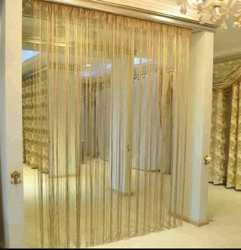 Set of 2 Fringed Curtain Panels Glass Thread Room Divider Decorations 2x2m 8