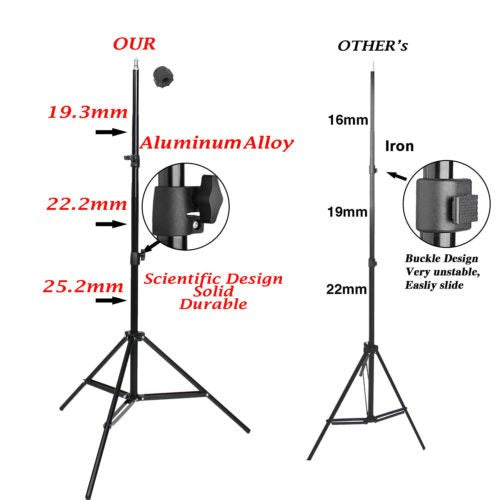 2 X Foto Studio 2m 7 Pies Soporte Ligero Trípode Ajustable P 1