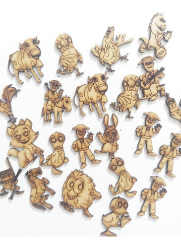 25 Personajes Granja Animales 10cm Fibrofacil Mdf Souvenirs 1