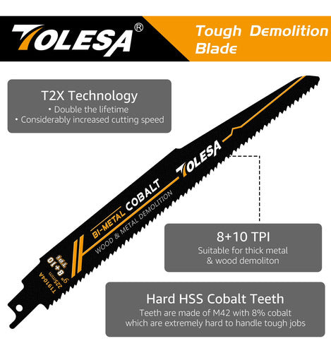 Hoja De Sierra Reciprocante Tolesa De 23cm Para Demoliciones 1