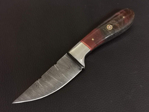 Louis Martin Cuchillo Artesanal Acero De Damasco Mas Funda De Cuero 1