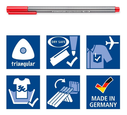 Staedtler 10 Fineliner 0.3mm Markers + 3 Broadliner 0.8mm 5