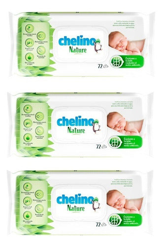 Chelino Wet Wipes for Baby 3 Packs x 72 Units 0