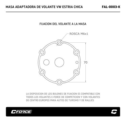 Collino Faster Masa Adaptadora De Volante VW Estria Chica Roja 55 4