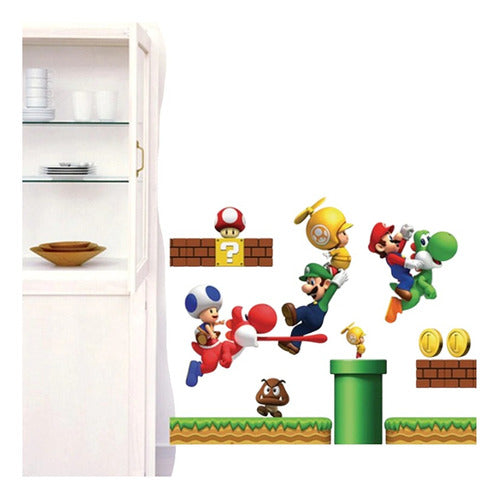 Stiker Mario Bros, Decoración Dormitorio Bebe Niños 0