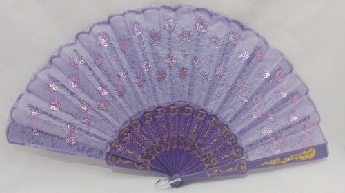 Vintage Dance Sequin Fabric Fan for Weddings Souvenir 10