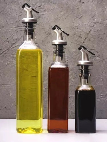 Oh My Shop! Set of 2 Glass Oil and Vinegar Dispensers 150 ML with Pour Spout 7