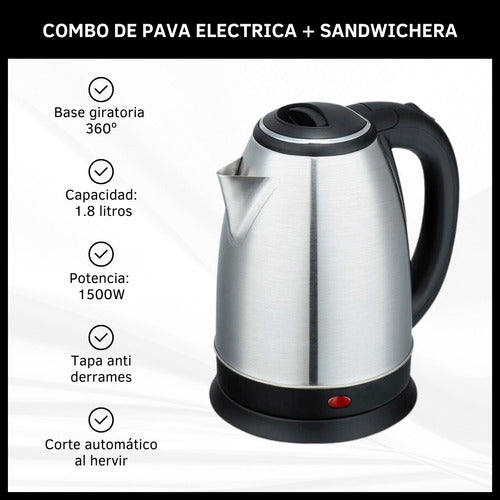 Cover Electric Kettle + Electric Sandwich Maker Combo 1