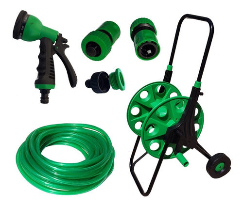 Tecnocom Garden Kit: Cart + 3/4x25m Hose + Connectors + Watering Gun 0