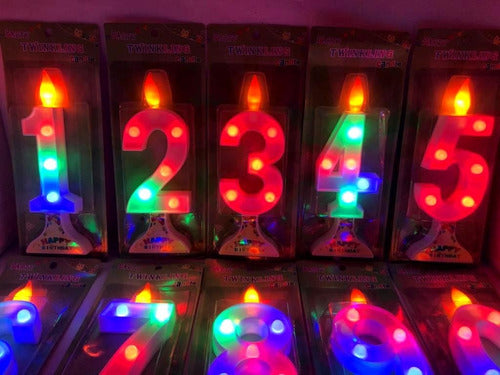 Party Twinkling Multicolor LED Number Candle with Batteries Included 4