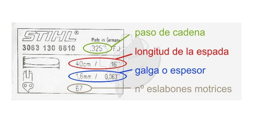 Cadena Motosierra Echo 420 510 Paso 325  72 Eslabones 45 Cm 6