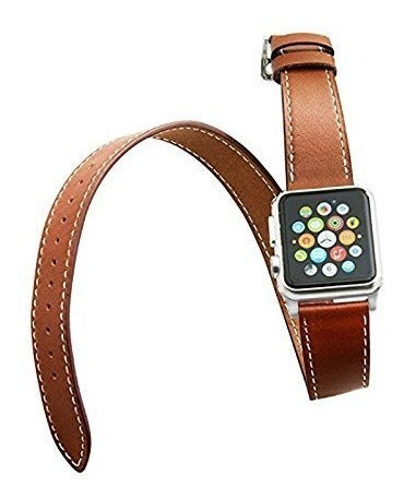 Correa V-moro Doble Cuero 38 Mm C/hebilla De Metal P/iwatch 2