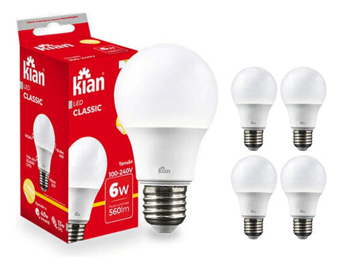 Kit 4 Lampada Led Bulbo 6w Bivolt E27 Casa Econômica Quente 0