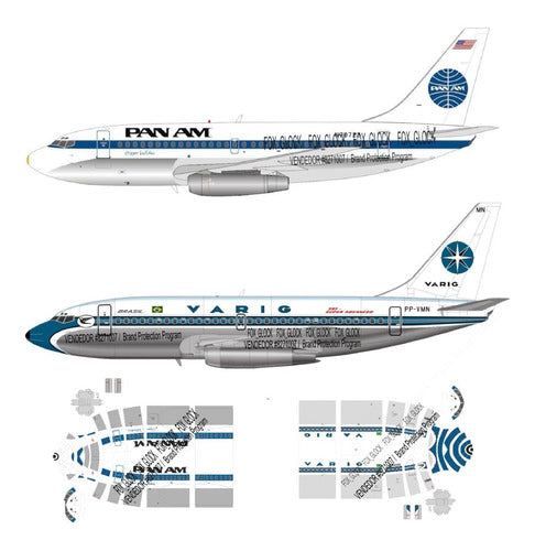 737 200 Pan Am Varig 1:100 Scale Papercraft Model 0