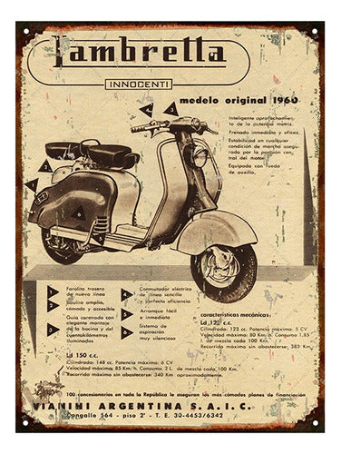 Vintage Advertising Tin Sign Lambretta Innocenti X273 1