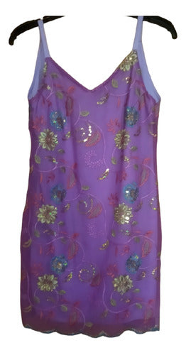 Mamba Lilac Embroidered Dress Size M 0