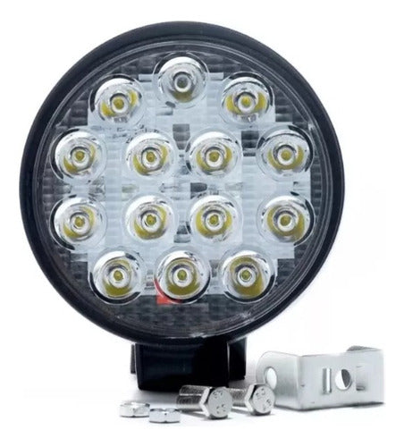 Faro Auxiliar Led Redondo 14 Led 42w 4x4 Agro Off Road Agro 0