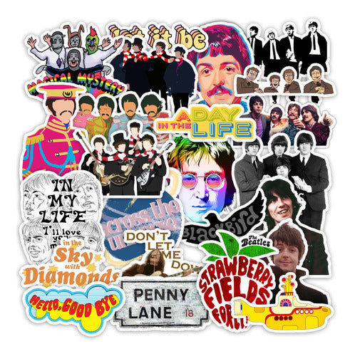 Stickers The Beatles 15 Units PVC Laminated 0