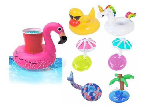 Set of 12 Inflatable Drink Holders for Pool Various Designs 1
