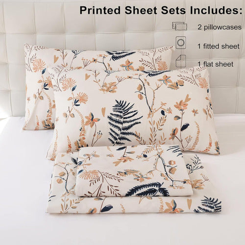 Komfor Queen Floral Soft Microfiber Bed Sheet Set, 4 Pieces 1