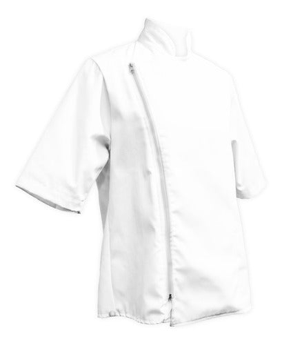 ABC Chef Short Sleeve White Chef Jacket with Zipper 1