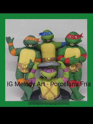 Tortugas Ninja Porcelana Fría Adorno De Torta + Vela 3