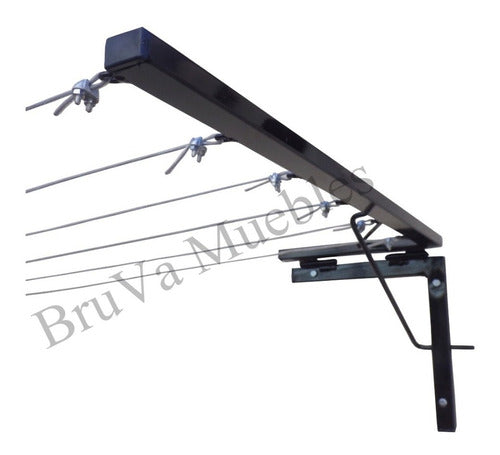 Foldable Wall-Mounted Clothesline 3m 6 Steel Lines 1