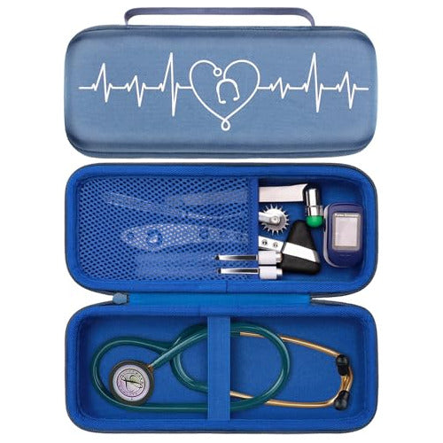 LTGEM Stethoscope Case for 3M Littmann Cardiology III, II, IV, 3M Littmann Master Cardiology/MDf MD One Stainless Steel Stethoscope Nurse Accessories and Medical Equipment (Blue Outer, Dark Blue Inner) 0