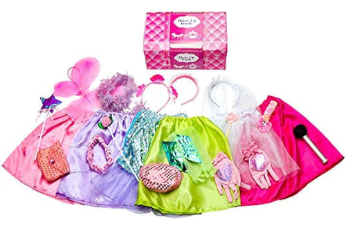 Toiijoy Girls Dress Up Trunk Princess Mermaid Bride Pop Star Ballerina Fairy Costume Set 1