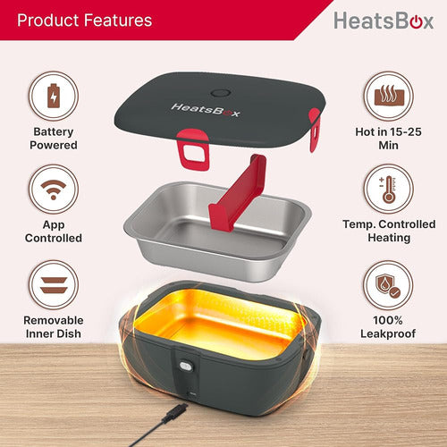 Fiambrera Eléctrica Portátil Heatsbox Go - A Prueba De Fugas 3