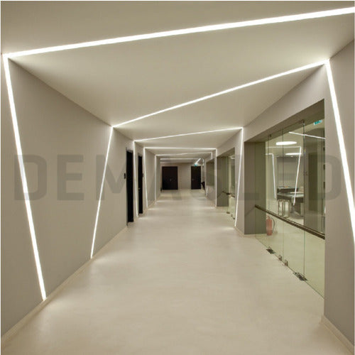 White Aluminum LED Strip Light Profile 2m - Set of 2 3