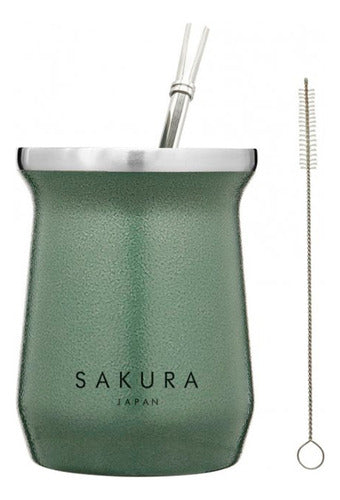 Mate Sakura Green Stainless Steel Thermal Bulb/Brush - Mate Sakura Verde Acero Inoxidable Termico Bombilla/cepillo