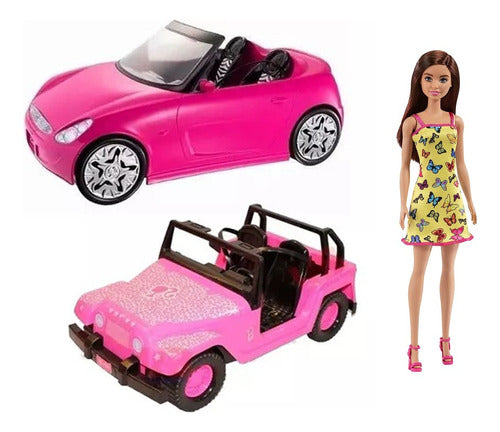 Original Barbie Doll + Auto & Jeep Combo by Lelab - Miniplay Brand 7