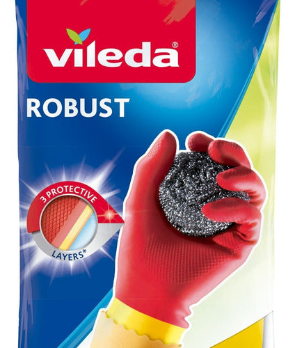 Vileda Strong Cleaning Gloves 3 Layers High Resistance Latex Gloves 1