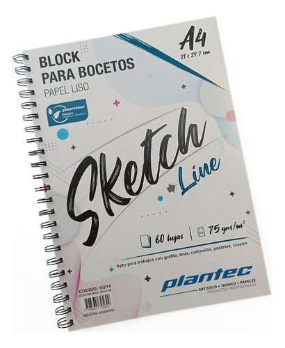 Plantec Block Sketch Line Para Bocetar A4 60h 75gr Anillado 3