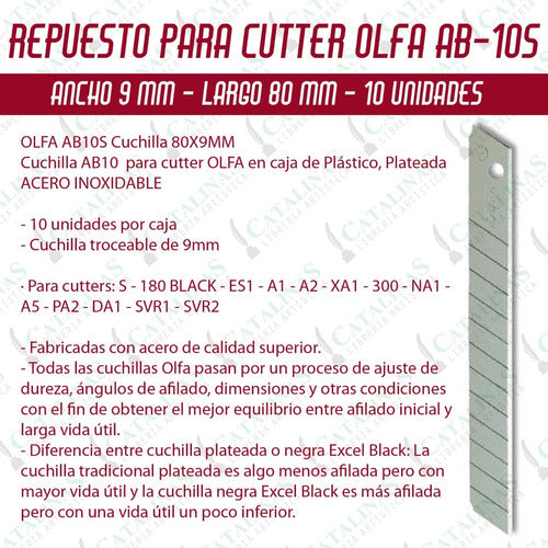 Olfa Cuchillas Acero Inoxidable 9mm Ab - 10s X10 Microcentro 1