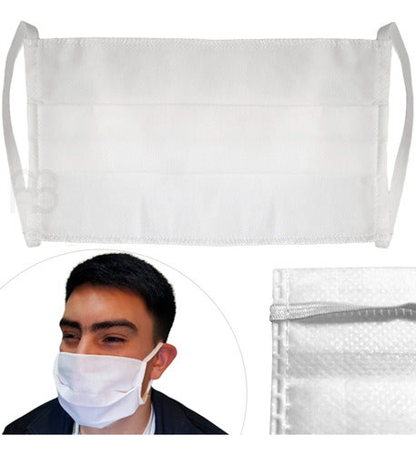 Reusable White Fabric Washable Face Mask Cover 3-Layer Pack of 10 0