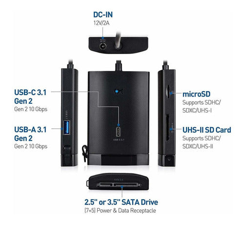 Cable Matters USB 3.1 Gen 2 Hub 10 Gbps with USB A to SATA 2