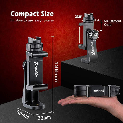 Soporte Trípode Teléfono Inteligente Zeadio, Abrazadera Con 5