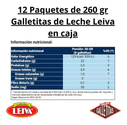 Leiva Milk Cookies Pack of 5 X 260g (Martin Type) 1