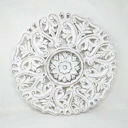 Papua Circular Patinated Panel White 50 Cms 0