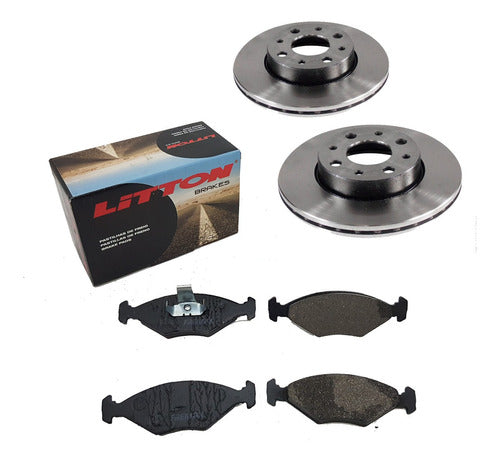 Interparts Brake Disc and Pad Kit for Fiat Palio Siena (Ventilated) 0