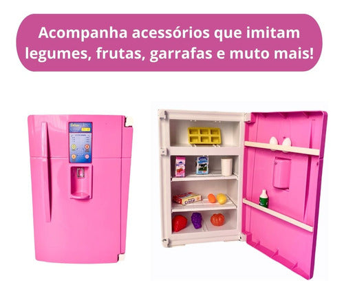 Mini Geladeira Infantil Cozinha Criança Grande Menina Rosa 1