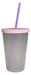 Set of 4 Glitter Plastic Cups with Straw and Lid 500ml 3