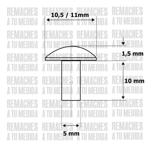 Solid Aluminum Rivet 5 x 10 mm Dome Head Pack of 100 Units 2