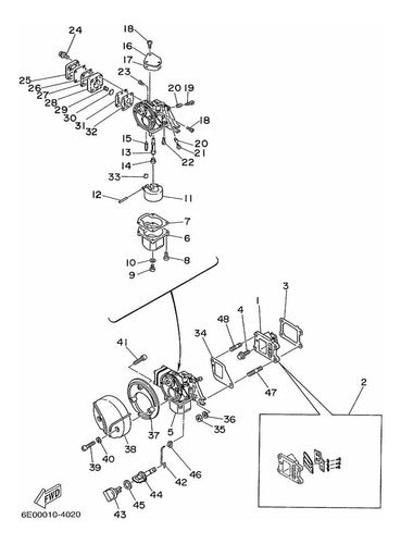 Yamaha Genuine Parts Carburetor Gasket Kit for 4hp 2T Engines 1