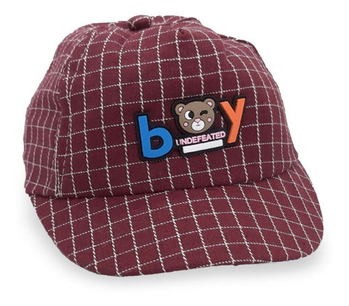 Baby Beanie Hat with Visor Checkered Design 15