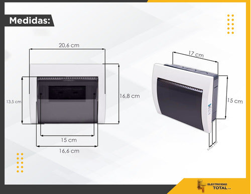 Caja Tablero Para Térmicas 8 Módulos Bocas Din Embutir Pvc 1