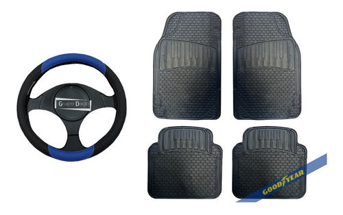 Goodyear Sonic PVC 4-Piece Car Floor Mat and Steering Wheel Cover Kit 6